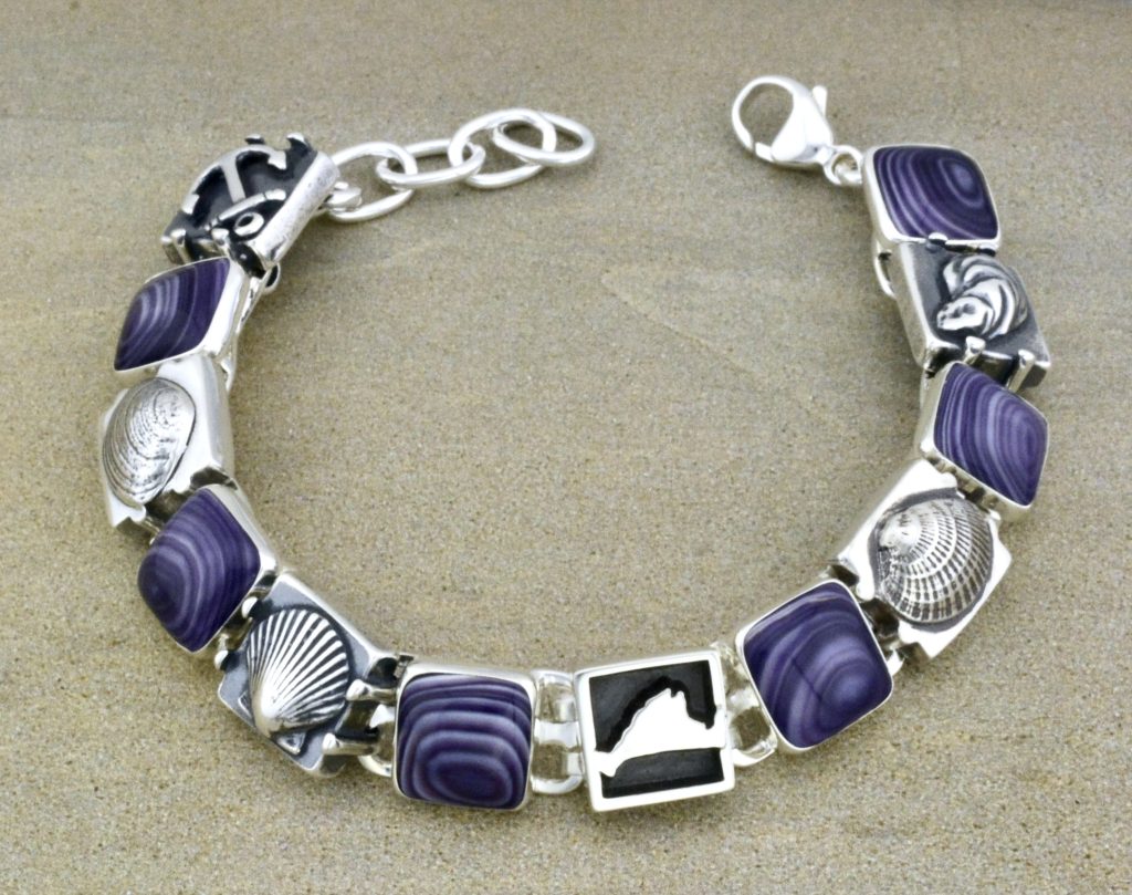 Cecilia Minnehan: Wampum and sterling box bracelets. 